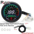 Motorcycle Instrument Universal Speedometer Digital Dashboard Meters 0~12000R/Min Tachometer with Gear Fuel Level Voltage Meter. 
