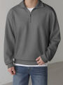 Cross border European and American men's corduroy half zipper casual sports long sleeved shirt. 