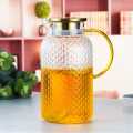 67 Oz Glass Pitcher, Water Pitcher with Stainless Steel Lid, Heat Resistant Borosilicate Carafe, Ice Tea Pitcher for Homemade Beverage, Milk, Coffee, Serving Wine, Hot/Cold Water. 