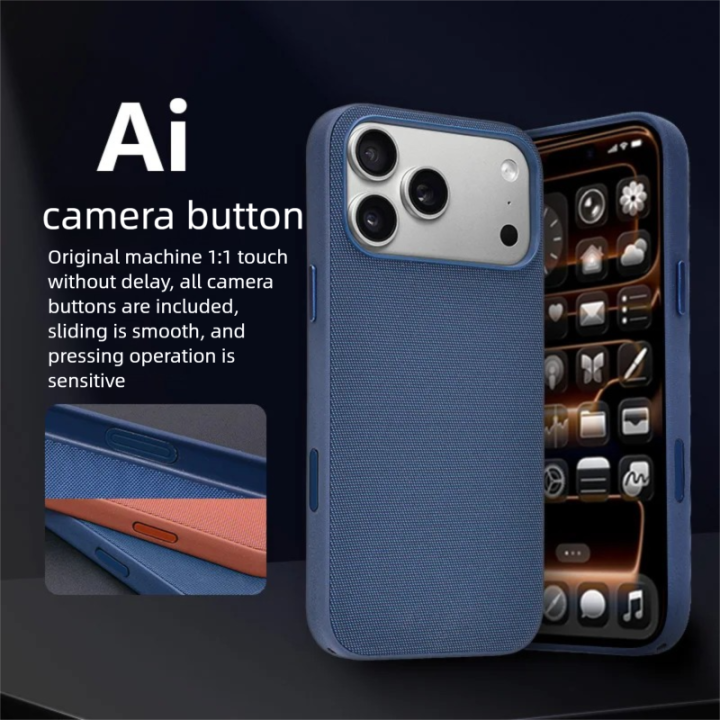 Technical Woven Fabric Magnetic Case For iPhone 17 Pro Max Premium Cover With AI Camera Shutte Button Pop Up Animation