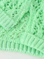 Women Fashion Pointelle Knit Loose Sweater Polo Collar Short Sleeve Female Pullovers Chic Tops. 