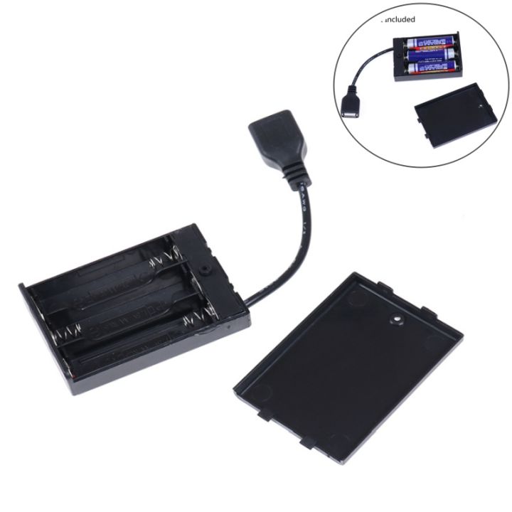 DC4.5V Portable Mini AA Battery Holder Storage Box Case USB Power ...