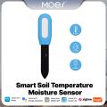 MOES Tuya Smart ZigBee Soil Temperature Humidity Moisture Sensor Plant Tester Moisture Detector Real Time Monitor Voice Control. 