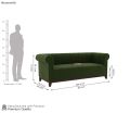 Arbor 3 Seater Sofa (Velvet, Dark Olive Green). 