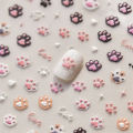 Cute Jelly Pink Cat Paw Print Lovely Kitty Puppy Dog Cartoon 5D Embossed Relief Self Adhesive Nail Art Sticker 3D Manicure Decal. 