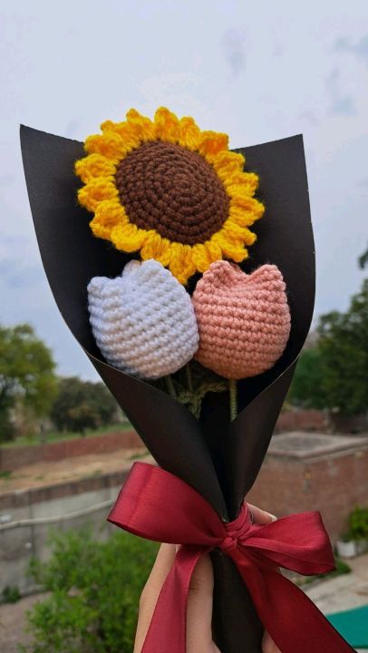 Crochet flower bouquet gift #crochet #flowers #gift #bouquet #crochetgift #mothers day gift