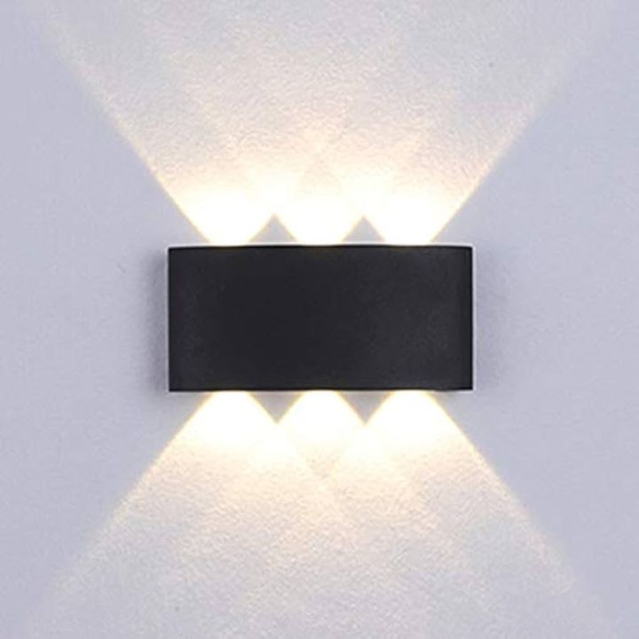 LITFAD Rectangle Led Wall Sconce Bulb Included 110V-120V Waterproof Outdoor Foyer Porch Wall Lighting 8W 3000K Warm Light 6-Bulb Wall Lamp for Pathway Living Room Stairways Corridor Hotel Black