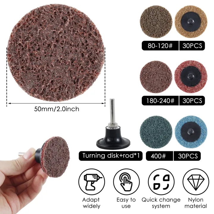 90Pcs%20Nylon%20Sanding%20Discs%20Set%202inch%20Quick%20Change%20Die%20Grinder%20Sanding%20Wheel%20with%201/4inch%20Holder%20Fine%20Medium%20Coarse%20Wear-Resistant%20-%20Image%203