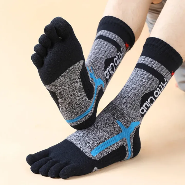 1/3%20Pairs%20Thick%20Five%20Finger%20Socks%20Sports%20Man%20Boy%20Striped%20Compression%20Terry%20Damping%20Towel%20Bottom%20Cycling%20Outdoor%20Toe%20Socks%20Short%20-%20Image%204