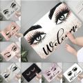 Eyelash Pattern Printed Carpet Flannel Foot Pad Mat Suitable for Bedroom Bathroom Kitchen Entrance Rug Home Decoration. 