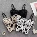 ITOOLIN Women Sweet Elastic Camis Underwear Padded Bra Spaghetti Cute Crop Tops Print Tank Tops For Women Summer 2023. 