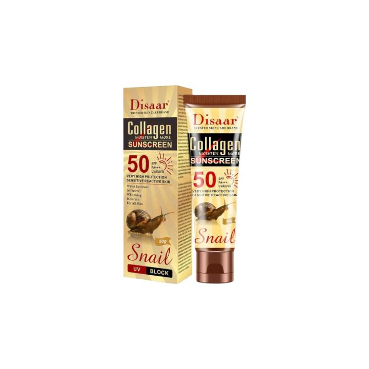 Disaar Collagen and Snail Sunblock SPF50 Organic Sunscreen Cream For All Skin 50g