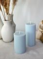SCENTED ROUND SHAPED STRIPED PILLAR CANDLE (3.25x2 inches ---- 01 Pc). 