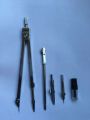 Professional Drawing Compass Setting Geometry/Mathematics OR Engineer Students Drawing Metal Compass With Pencil Leads Ink Drawer - 5pc Set. 