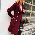 Winter Woolen Women's Trench Coat Skirt Double Breasted Flip Lapel Lined Women's Jacket Warm Street Outerwears Women's Clothing.