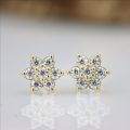 3Pairs Yellow Gold Polished 7Stones Screw Earrings/Eartops for Women available in three different sizes. 