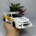 1:24 Nissan Skyline Ares GTR R34 Alloy Modified Wide Body Sports Car Model Diecast Raing Car Model Sound and Light. 