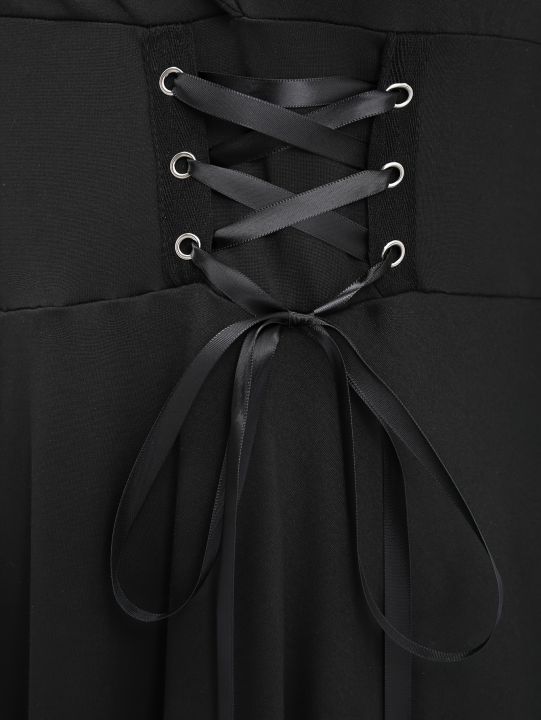 European%20and%20American%20Fashion%20Plus%20Size%20Long%20Sleeve%20Gothic%20Lace-Up%20Hooded%20Irregular%20Dress%20Pure%20Black%20Handkerchief%20Hem.%20-%20Image%204