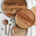 Wooden Round Serving Platter Tray Retro Serving Plate Fruit Dessert Storage Tray Tea Tray Dinner Plate Cosmetic Display Plate. 