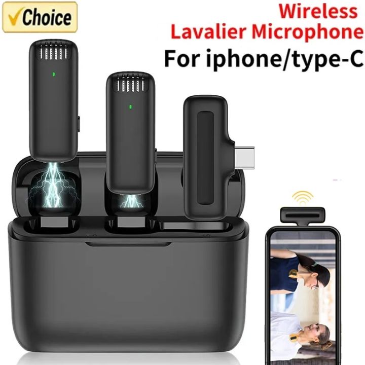 2in1 K30 Wireless Lavalier Microphone For iPhone Android Phone Camera Audio Video 2 Clip-on Microphones For YouTube TikTok Live