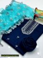 3 Pcs Women's Unstitched cotton Silk Embroidered Suit. 