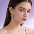 Hypoallergenic & Stylish Elegant White Zirconia Blue Opal Drop Dangle Earrings,Perfect Birthday Evening Jewelry  for Her. 