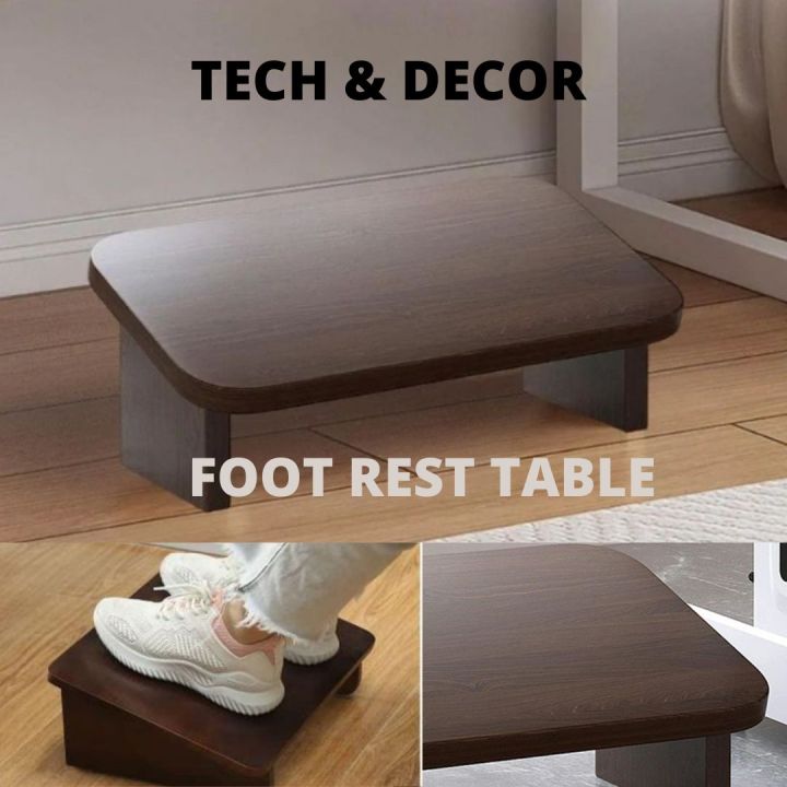 foot rest table, wooden foot rest under table, office use, gaming setup foot rest, for comfort leg rest, foot rest stool.
