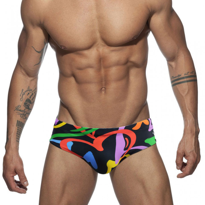 Men's Swim Briefs  Swimming Short Water Sport Beach Pants Swimsuit Strips Swimwear  Male Suilt Surfing Love Swim Wear