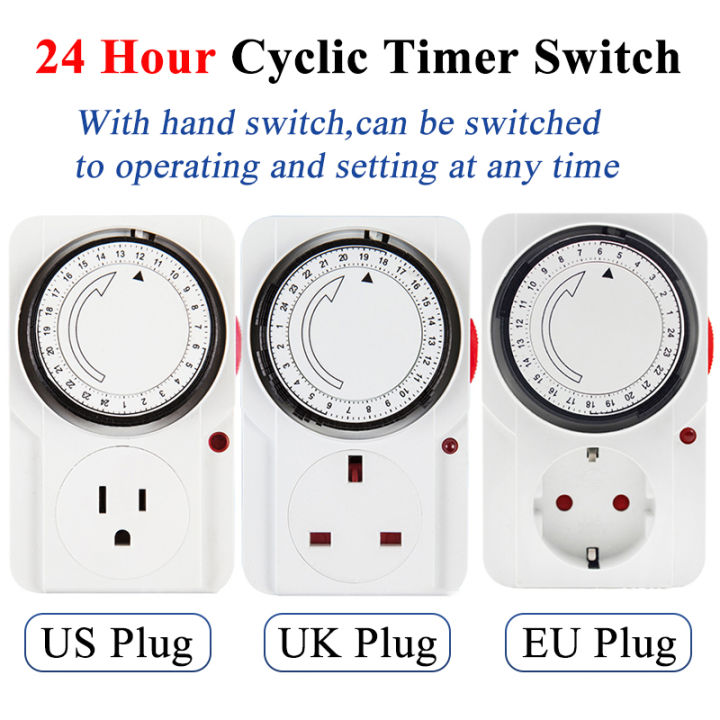 24 Hour Cyclic Timer Switch Universal Timing Socket Mechanical Timer EU ...
