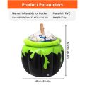 Halloween Inflatable Ice Bucket Witch Cauldron Drink Cooler Multi-Functional Candy Container Pool Party Birthday Decor. 