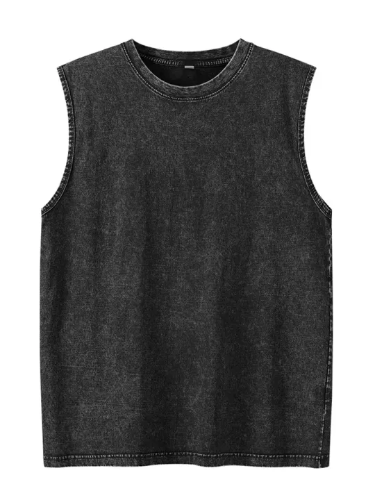 2025%20Summer%20New%20Men's%20Washed%20Cotton%20Tank%20Tops%20Muscle%20Gym%20Sleeveless%20Workout%20T%20Shirts%20Running%20Beach%20Loose%20Cutoff%20Tees%20-%20Image%203