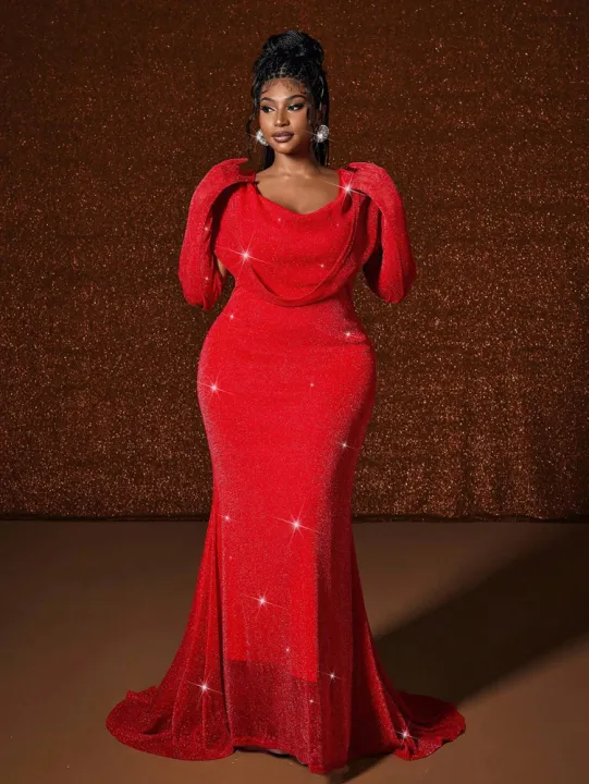 Plus%20Size%20Hat%20%20Waistband%20Hot%20Gold%20Fish%20Tail%20Swing%20Long%20Solid%20Colour%20Fishtail%20Slim%20Package%20Hip%20Dress%20Hooded%20-%20Image%206