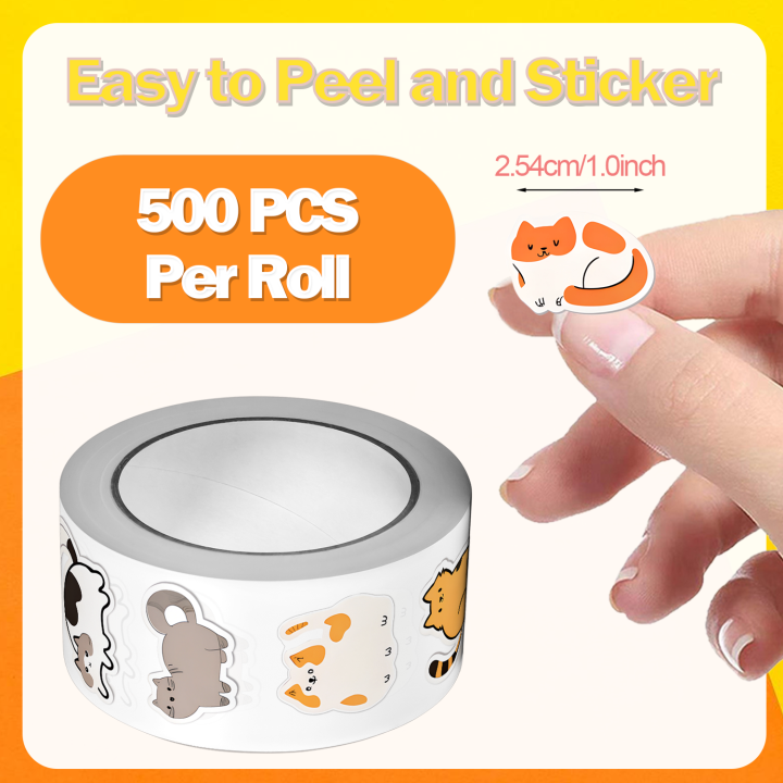 500Pcs/Roll%20Cute%20Pet%20Mimi%20Cats%20Stickers%202.5cm/1.0''%2016%20Designs%20Decals%20Diy%20Adorn%20s%20Suitable%20for%20Various%20Packaging%20Home%20Decor%20-%20Image%202