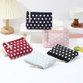 Small Fresh Canvas Dot Makeup Bag Simple and Portable Skincare Storage Bag Korean Version Student Pencil Case Wallet. 