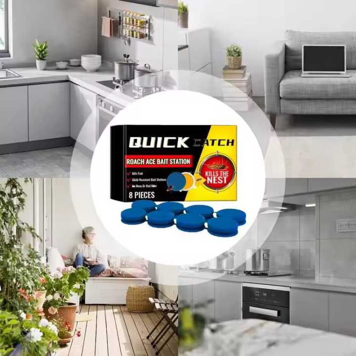 Quick Catch Cockroach Killer Bait – 1 Set (8 Pcs) | Powerful Roach Control for Kitchen, Home, Office
