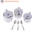 Practical Stainless Steel Sugar Bowl With Handle Lid Spoon Dustproof Waterproof Seasoning Jar Kitchen Restaurant Spice Container. 