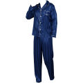 Two piece sets men's pajamas autumn and winter silk satin long sleeved pants casual minimalist letter embroidered sleepwear set.