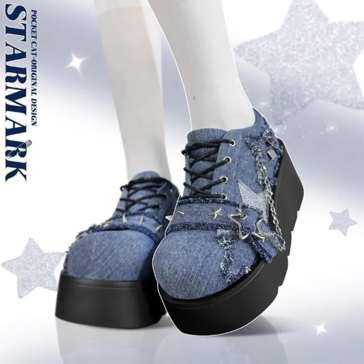 2024%20New%20Y2K%20Star%20Print%20Chunky%20Platform%20Ankle%20Boots%20Women%20Metal%20Chain%20Blue%20Denim%20Boots%20Woman%20Cute%20Thick%20Bottom%20Jk%20Lolita%20Shoes%20-%20Image%206