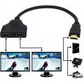 1 to 2 HDMI Splitter Adapter – 1080P HD Signal Duplicator, Male to 2 Female Y-Cable for Dual Monitor/TV Setup. 