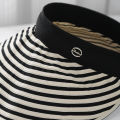 Summer Hat Sun Visor Korean Stripe Colorblock Headband Cross-Twist Design Women's Hair Accessory Open-Crown Chic Hairband Casual. 