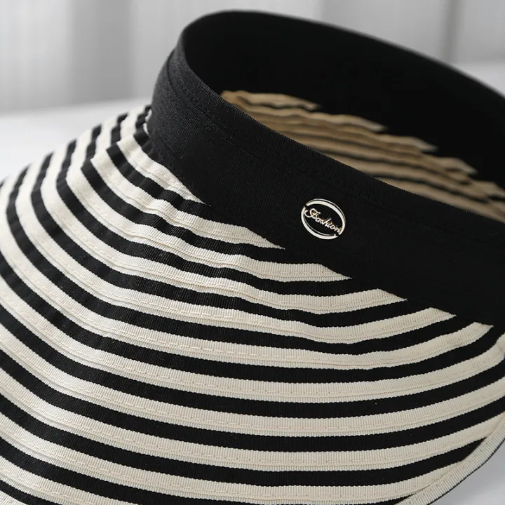 Summer%20Hat%20Sun%20Visor%20Korean%20Stripe%20Colorblock%20Headband%20Cross-Twist%20Design%20Women's%20Hair%20Accessory%20Open-Crown%20Chic%20Hairband%20Casual%20-%20Image%202