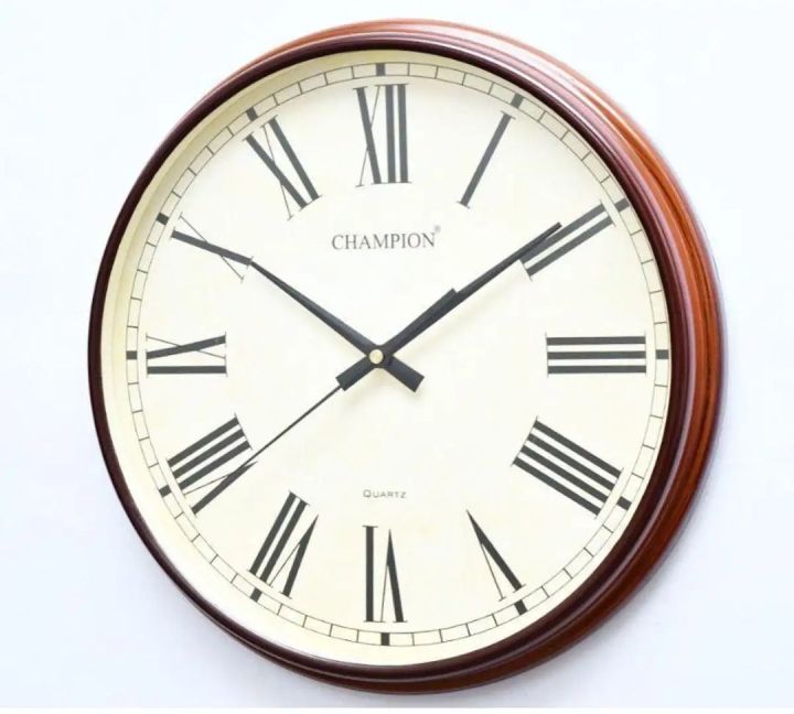 Champion wall clock 13 inch Roman Dial ticking motion Daraz.pk