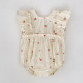 Baby Summer Cherry Print Jumpsuit Short Sleeve Triangle Jumpsuit Girl Baby Sweet Cute Jumpsuit with Bow for Summer Toddlers Baby. 