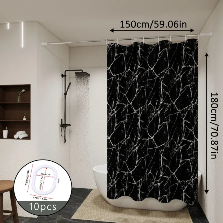 Bathroom%20Shower%20Curtain%20Waterproof%20Bathtub%20Bathing%20Curtains%20Easy%20Clean%20and%20Wipe%20PEVA%20Shower%20Curtains%20Marble%20Curtain%20with%20Hooks%20-%20Image%204