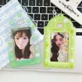 2pcs Cute Cartoon Cat Card Holder Green Tone Ins Style PVC  Idol Photo Storage Pendant. 