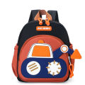 Cartoon Digger Truck Backpack for Boys Nursery School Dual Shoulder Bag 3-7 Years Old School Bag Children's Soft Nylon Bag.