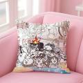 B-Battle Cats Anime Pillow Case Anti-dustmite Pillowcase Invisible Zipper Silky Short Plush Sofa Cushion Cover. 