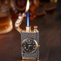 Dual Fire Switch Lighter with Quartz Watch Metal Windproof. 