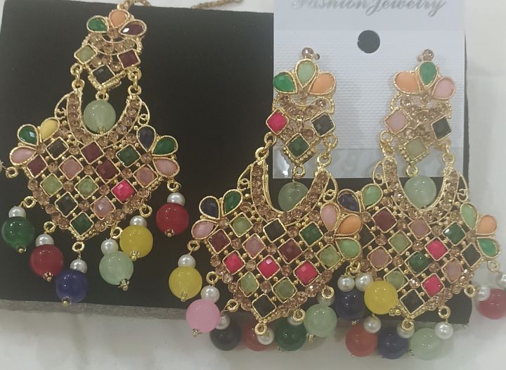 khuden earrings and tikka set