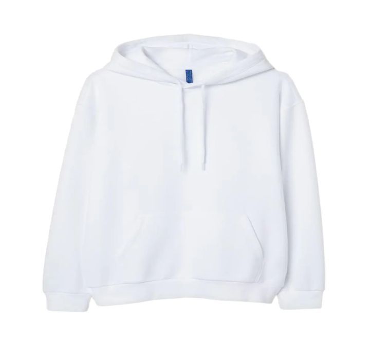 White Plain Fleece Pull Over Hoodie For Men